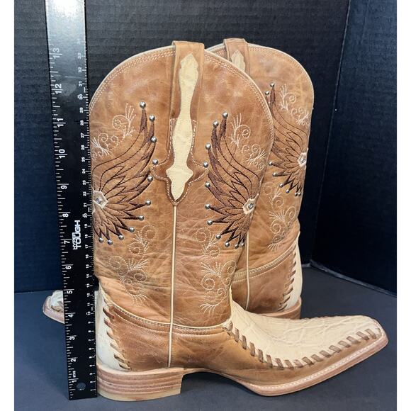 Aguila Real Men’s Embellished Brown Tan Long Toe Western Boots‎ US 7.5 main image 6